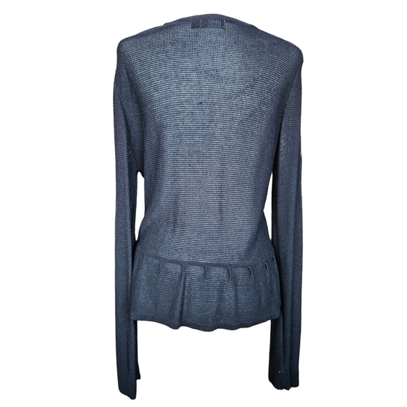 Lili Bleu knit black cotton cardigan rushed waist extended sleeve M / L / XL - Picture 4 of 17